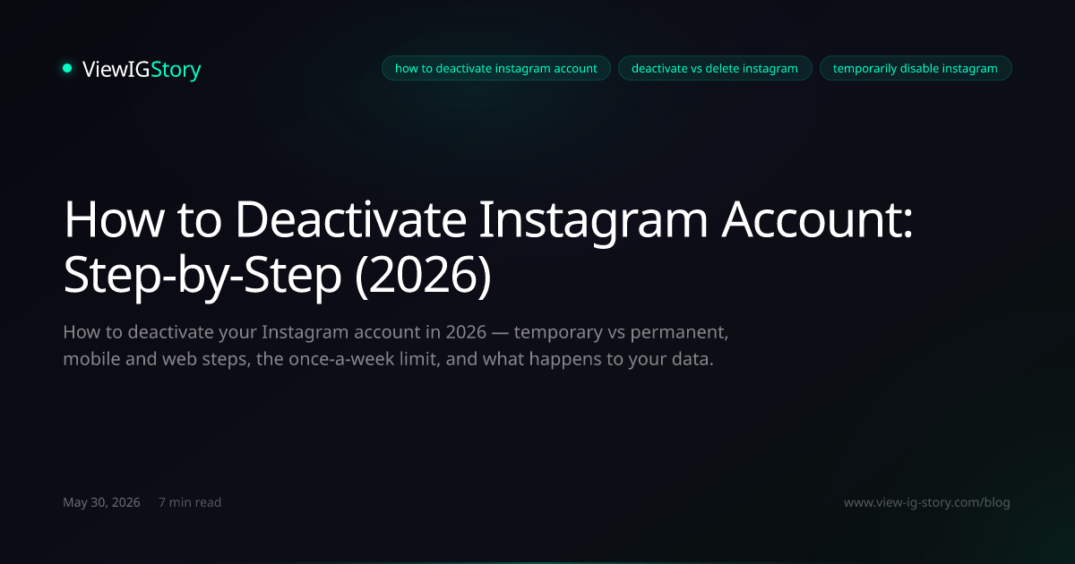 How to Deactivate Instagram Account: Step-by-Step (2026)