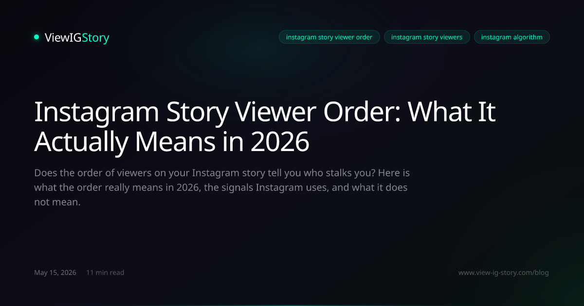 Instagram Story Viewer Order: What It Actually Means in 2026