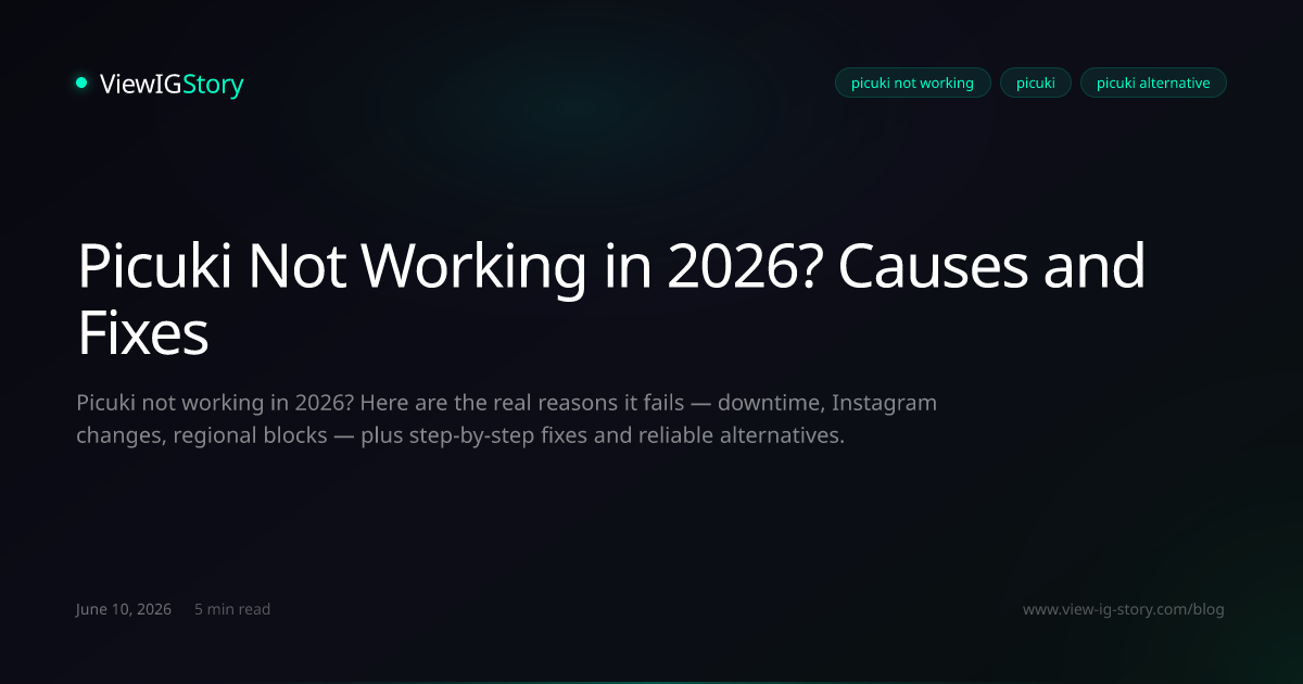 Picuki Not Working in 2026? Causes and Fixes