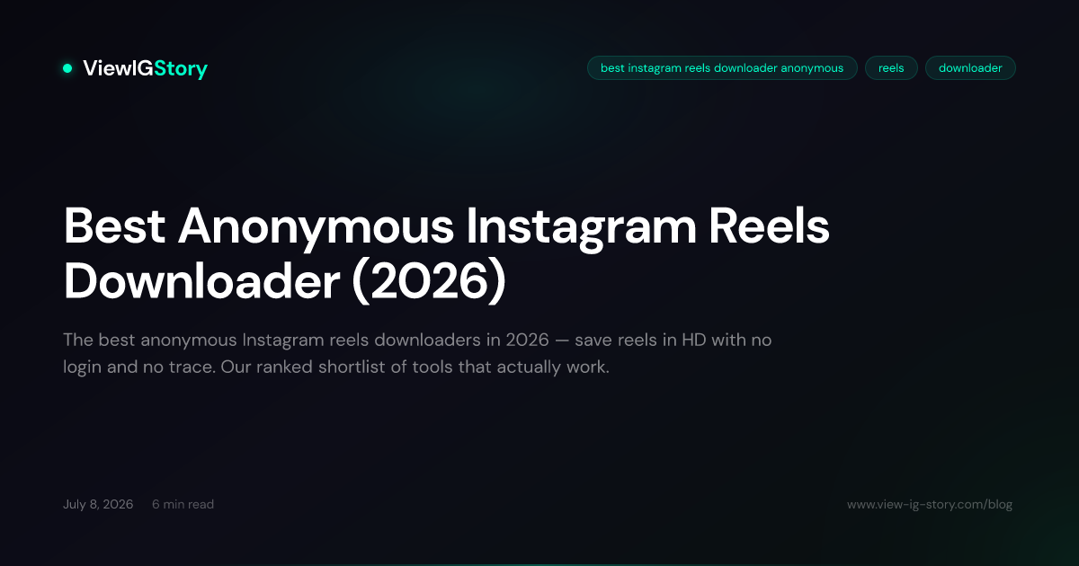 Best Anonymous Instagram Reels Downloader (2026)