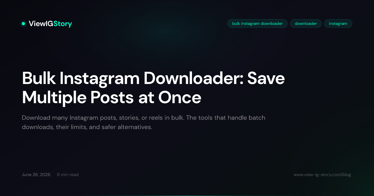 Bulk Instagram Downloader: Save Multiple Posts at Once