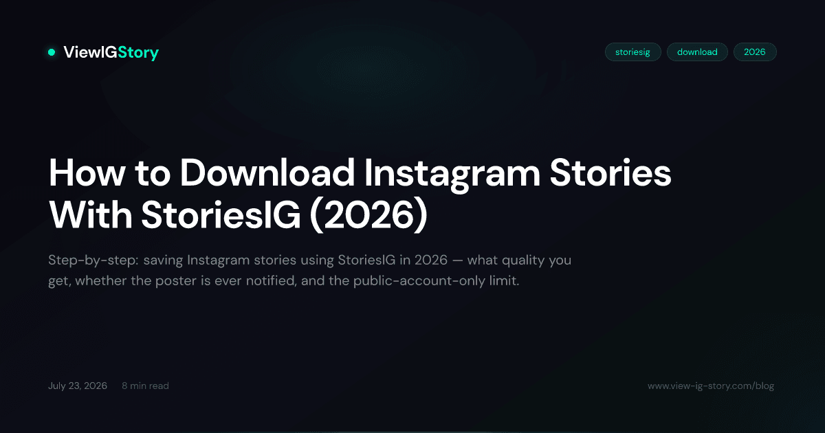 How to Download Instagram Stories With StoriesIG (2026)