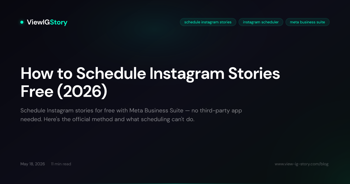 How to Schedule Instagram Stories Free (2026)