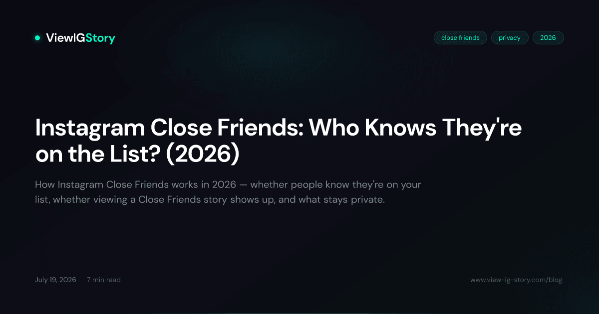 Instagram Close Friends: Who Knows They're on the List? (2026)