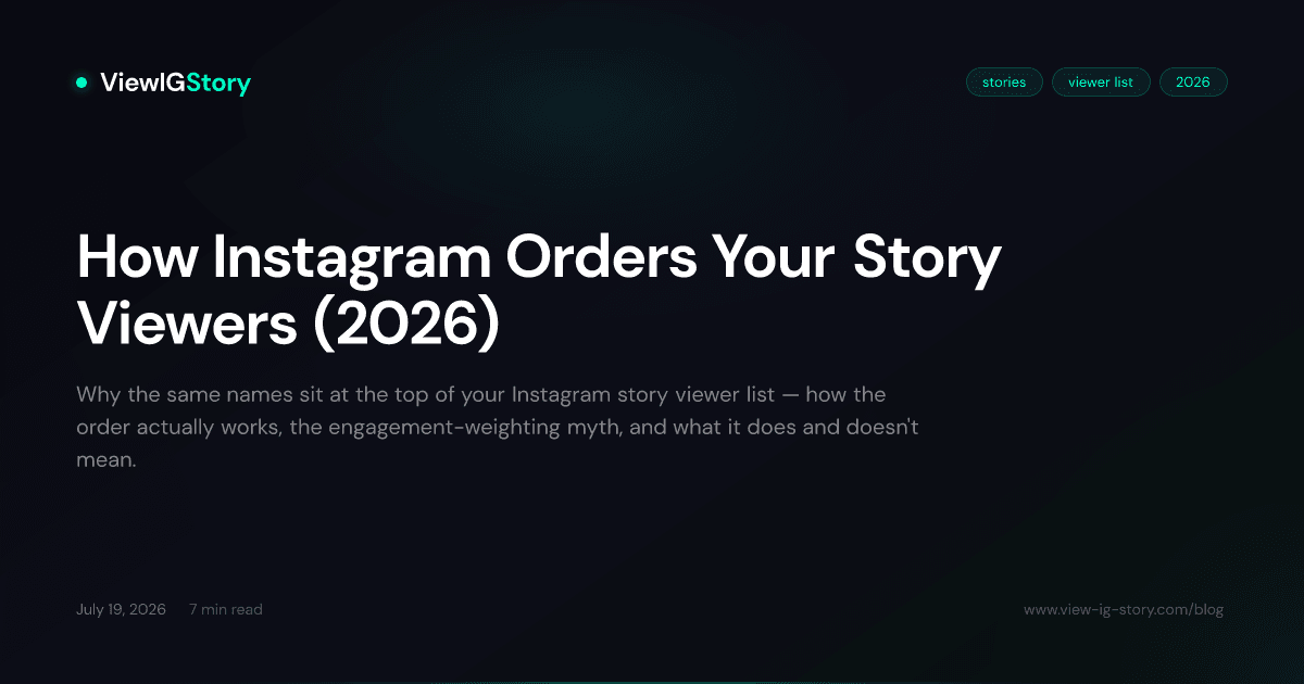 How Instagram Orders Your Story Viewers (2026)
