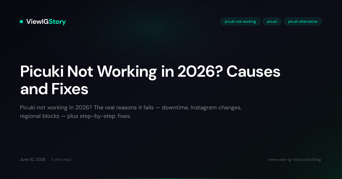 Picuki Not Working in 2026? Causes and Fixes