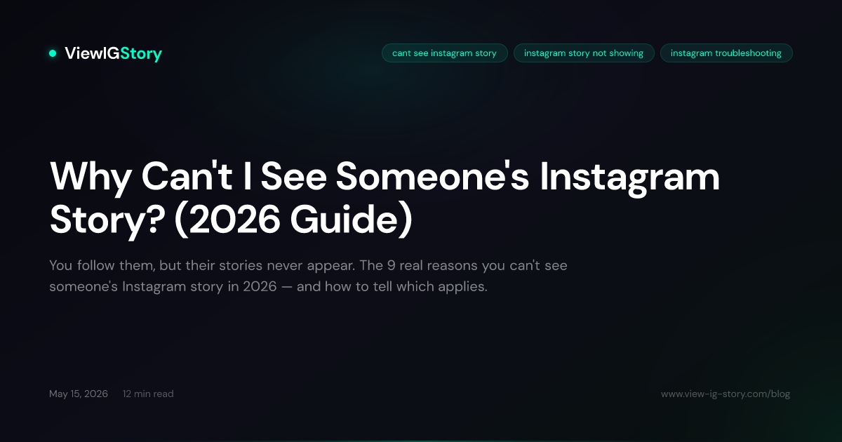 Why Can't I See Someone's Instagram Story? (2026 Guide)